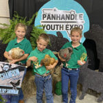 Children holding bantam chickens at a youth expo